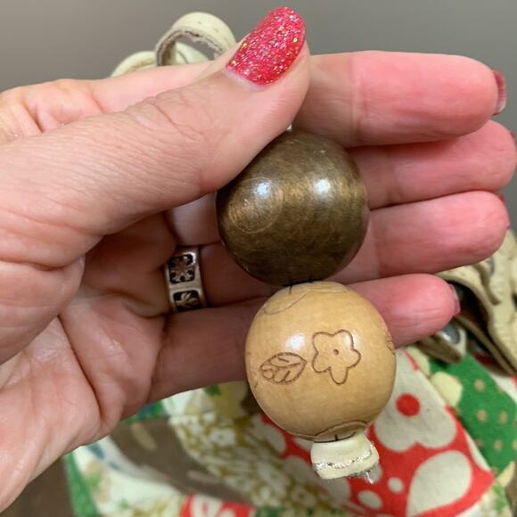 Fossil Patchwork Leather/Canvas Hobo Cream/Tan/Orange Bag - Picture 3 of 7